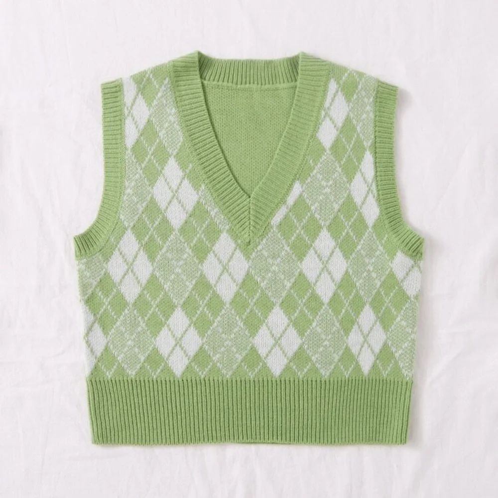 SHEIN Unity Green Argyle Pattern Sweater Vest size Small
